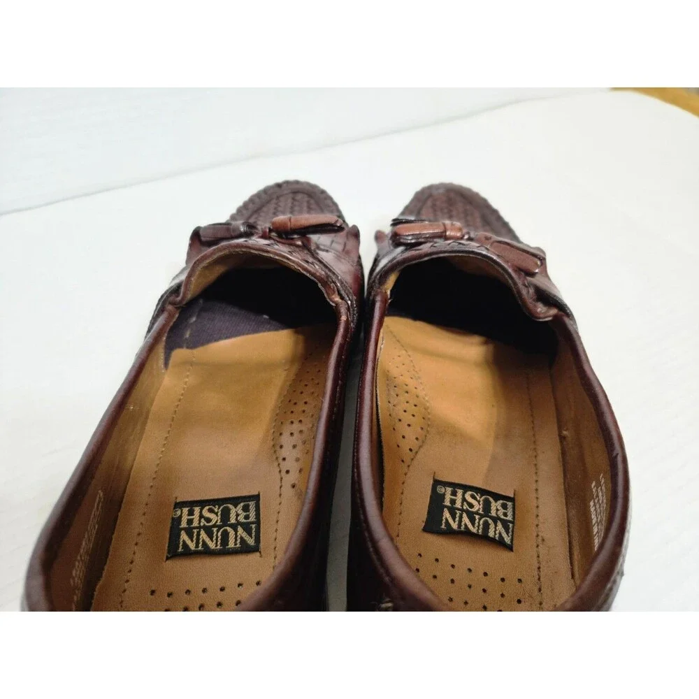 Nunn Bush, Mens 9.5M, Brown, Woven Leather, Tassel, Loafers, Dress Shoes